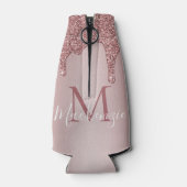 Luxus Rose Gold Sparkle Glitzer Tropfen Monogramm Flaschenkühler (Rückseite)