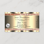 Luxus Rose Gold Sparkle Glitzer und Logo Golden Visitenkarte (Rückseite)