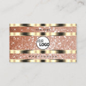 Luxus Rose Gold Sparkle Glitzer und Logo Golden Visitenkarte (Vorderseite)