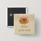 Luxus Rose Gold Viktorianisch Damask Button (Vorne & Hinten)