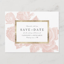 Luxus-Rose-Goldbarren Save the Date Vintag Ankündigungspostkarte