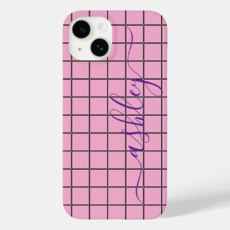 Luxus-Rosé-Handygehäuse mit individuellem Namen. Case-Mate iPhone 14 Hülle