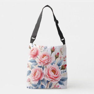 Luxus-Rose-Pink-Blumen Moderne Schöne Kollektion Tragetaschen Mit Langen Trägern