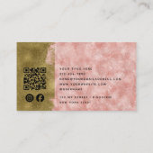 Luxus-Rose Quartz Gold Brush QR Code Social Media Visitenkarte (Rückseite)