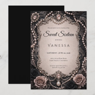 Luxus-Rosé-Rhinstones Glitter Sweet 16 Einladung
