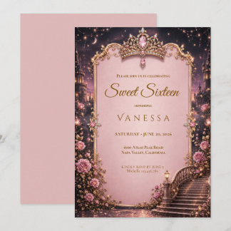 Luxus-Rosé-Rhinstones-Glitter-Sweet-16 Einladung