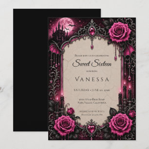 Luxus-Rosé Strass Glitter Sweet 16 Einladung