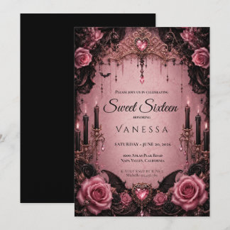Luxus-Rosé Strass Glitter Sweet 16 Einladung