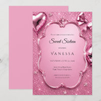 Luxus-Rosé Strass Glitter Sweet 16