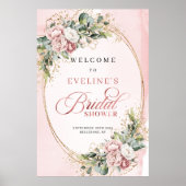 Luxus-Roségold-Blumen-Grün-Brautparty Poster (Vorne)