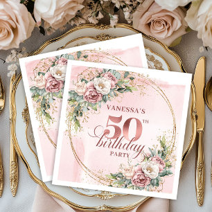 Luxus-Roségold-Blush-50.-Geburtstags-Party-Serviet Serviette