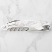 Luxus-Roségold-Marmor-Monogramm Kellnermesser (Rückseite)