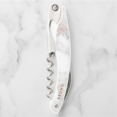 Luxus-Roségold-Marmor-Monogramm Kellnermesser (Vorderseite)