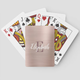 Luxus-Roségold-Monogramm mit gebürstetem Metall Spielkarten