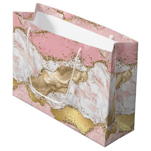 Luxus-Roségold-Pink-Marmor-Design Große Geschenktüte