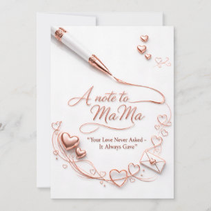 Luxus-Roségold-Postkarte "Eine Nachricht an Mama"  Feiertagskarte