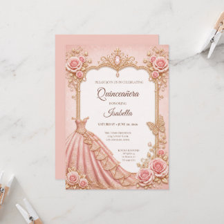Luxus-Roségold-Prinzessin-Quinceañera Einladung