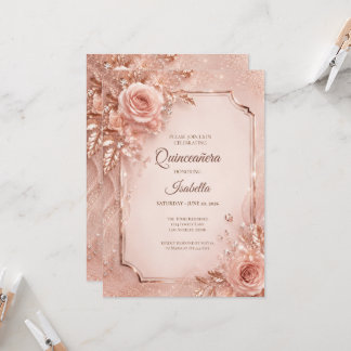 Luxus-Roségold-Prinzessin-Quinceañera Einladung