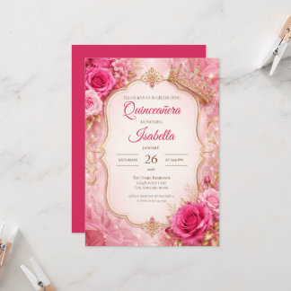 Luxus-Roségold-Prinzessin-Quinceañera Einladung