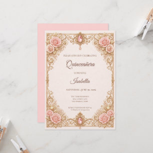 Luxus-Roségold-Prinzessin-Quinceañera Einladung
