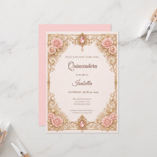 Luxus-Roségold-Prinzessin-Quinceañera Einladung