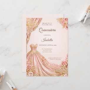 Luxus-Roségold-Prinzessin-Quinceañera Einladung