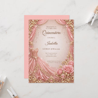 Luxus-Roségold-Prinzessin-Quinceañera Einladung