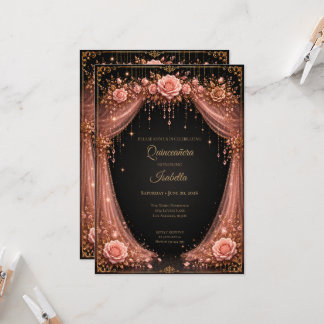 Luxus-Roségold-Prinzessin-Quinceañera-Einladung Einladung