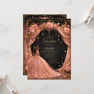 Luxus-Roségold-Prinzessin-Quinceañera-Einladung Einladung