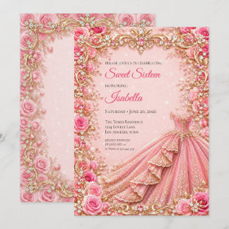 Luxus-Roségold-Prinzessin Sweet Sixteen Einladung