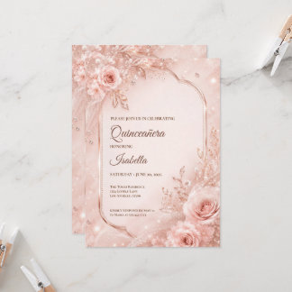 Luxus-Roségold-Quinceañera Einladung