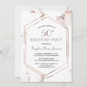 Luxus-Roségold-Rahmen wäscht 50. Geburtstag Einladung