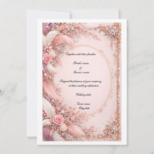 Luxus-Roségold-Schmuck und rosa florale Hochzeit Einladung