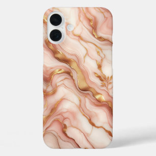 Luxus-Roségold- und Soft-Pink-Marmor-Hülle - Elega iPhone 16 Plus Hülle