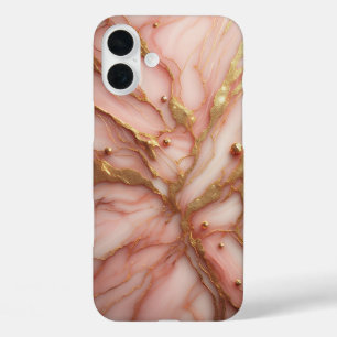 Luxus-Roségold- und Soft-Pink-Marmor-Hülle - Elega iPhone 16 Plus Hülle