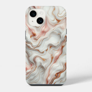 Luxus-Roségold- und Weißmarmor-Fluid-Art - Eleganz iPhone 14 Hülle