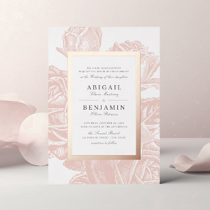 Luxus-Roségold-vintage-botanic Hochzeit Folieneinladung