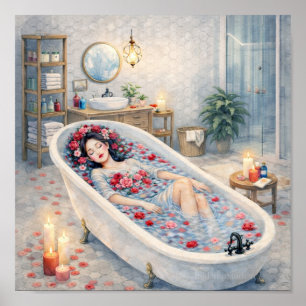 Luxus-Rosen-Bad-Wandkunst – Romantisches Spa-Badez Poster