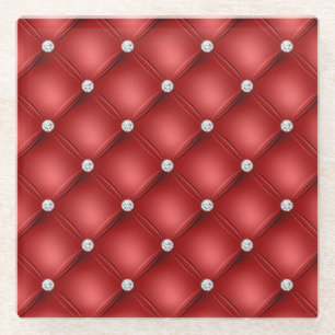 Luxus-Rot-Diamant-Tufting-Muster Glasuntersetzer