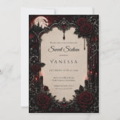 Luxus Rot Dunkle Gothic Sweet 16 Einladung (Vorderseite)