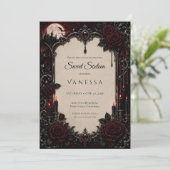 Luxus Rot Dunkle Gothic Sweet 16 Einladung (Stehend Vorderseite)
