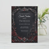 Luxus Rot Dunkle Gothic Sweet 16 Einladung (Stehend Vorderseite)