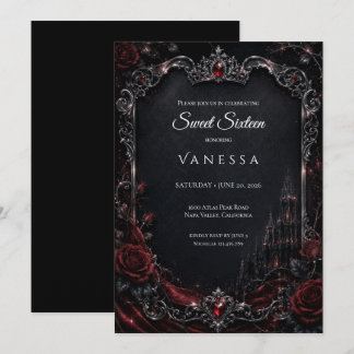 Luxus Rot Dunkle Gothic Sweet 16 Einladung