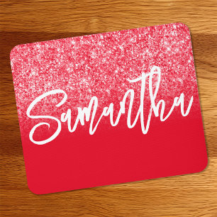 Luxus-Rot-Glitter-Ombre-Personalisiert Mousepad