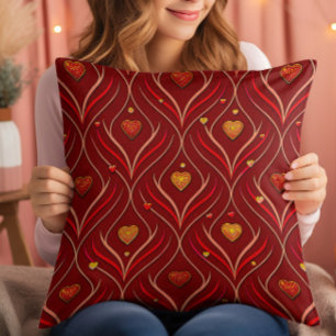 Luxus-Rot-Gold-Art-Deco-Abstraktes Muster Kissen