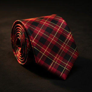 Luxus-Rot-Gold-Tartan-Karo Krawatte