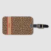 Luxus Rot mit Leopardenmuster Gepäckanhänger (Vorderseite (Horizontal))