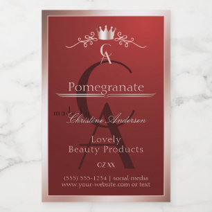 Luxus-Rot-Produktlabel Rosen-Gold-Rahmen-Monogramm Lebensmitteletikett