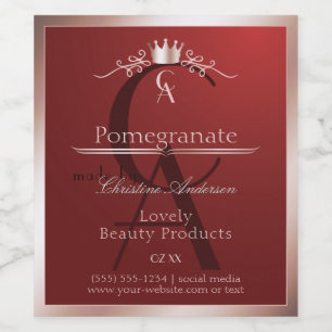 Luxus-Rot-Produktlabel Rosen-Gold-Rahmen-Monogramm Weinetikett