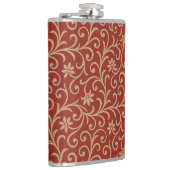 Luxus Rot und Gold Damask Blumenrolle Flachmann (Rechts)